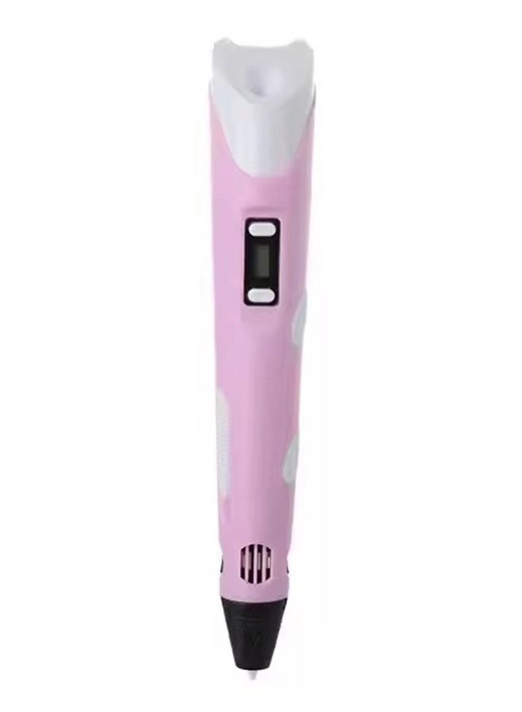 Smart And Intelligent Drawing Doodler 3D Pen With Lcd Display Adjustable Temperature And Pla Abs Filaments For Kids And Adults Pink